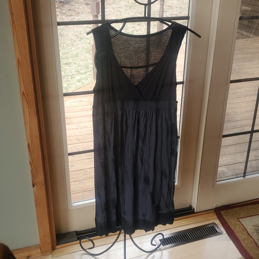 Calvin Klein V-Neck Dress Grey Tye Dyed Sleeveless Sz M Dress